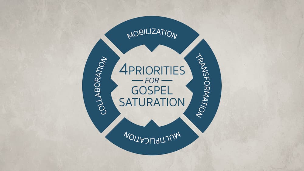 Gospel Saturation is the church owning the lostness of an identified people in a defined place, ensuring that every man, woman, and child has repeated opportunities to see, hear, and respond to the Good News of Jesus Christ where they live, learn, work, and play.

This is just a way of restating the command that Jesus gave the church: Mark 16:15 (ESV) And he said to them, “Go into all the world and proclaim the gospel to the whole creation.